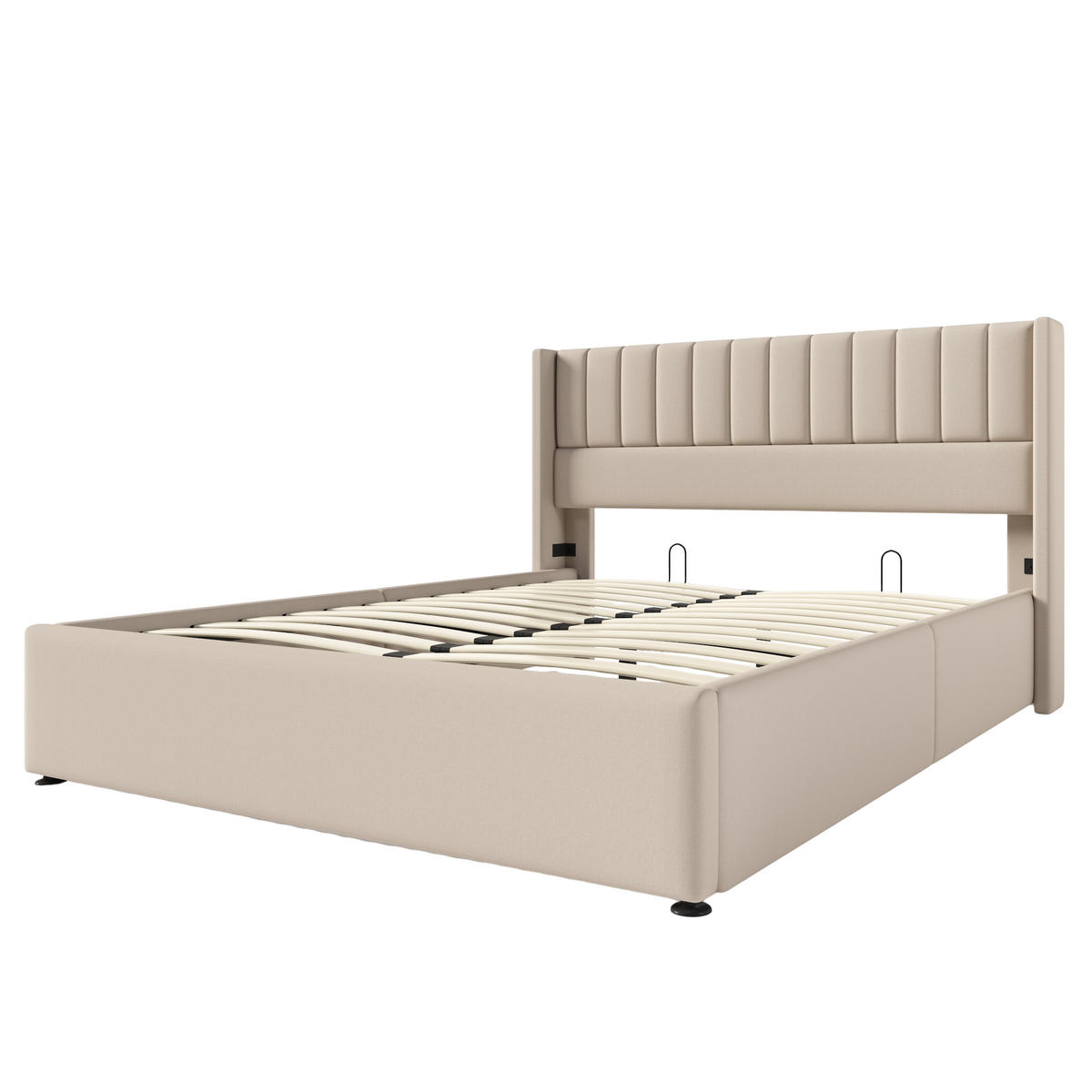 POLSTERBETT 160/200 cm in Beige mit hydraulischem Stauraum - Beige, Textil (160/200cm) - Oxeza