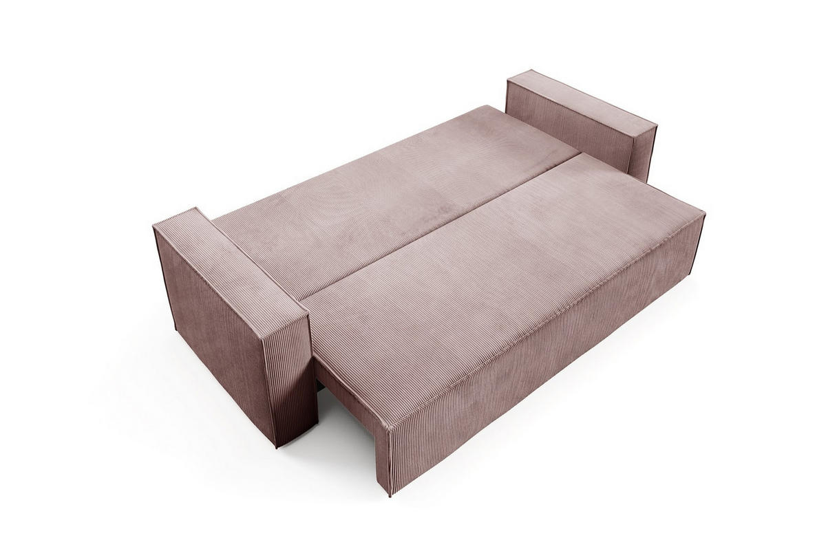 SOFA Roda Rosa, Kordsofa mit Schlaffunktion - Rosa, Holzwerkstoff/Textil (248/93/96cm) - Bettso