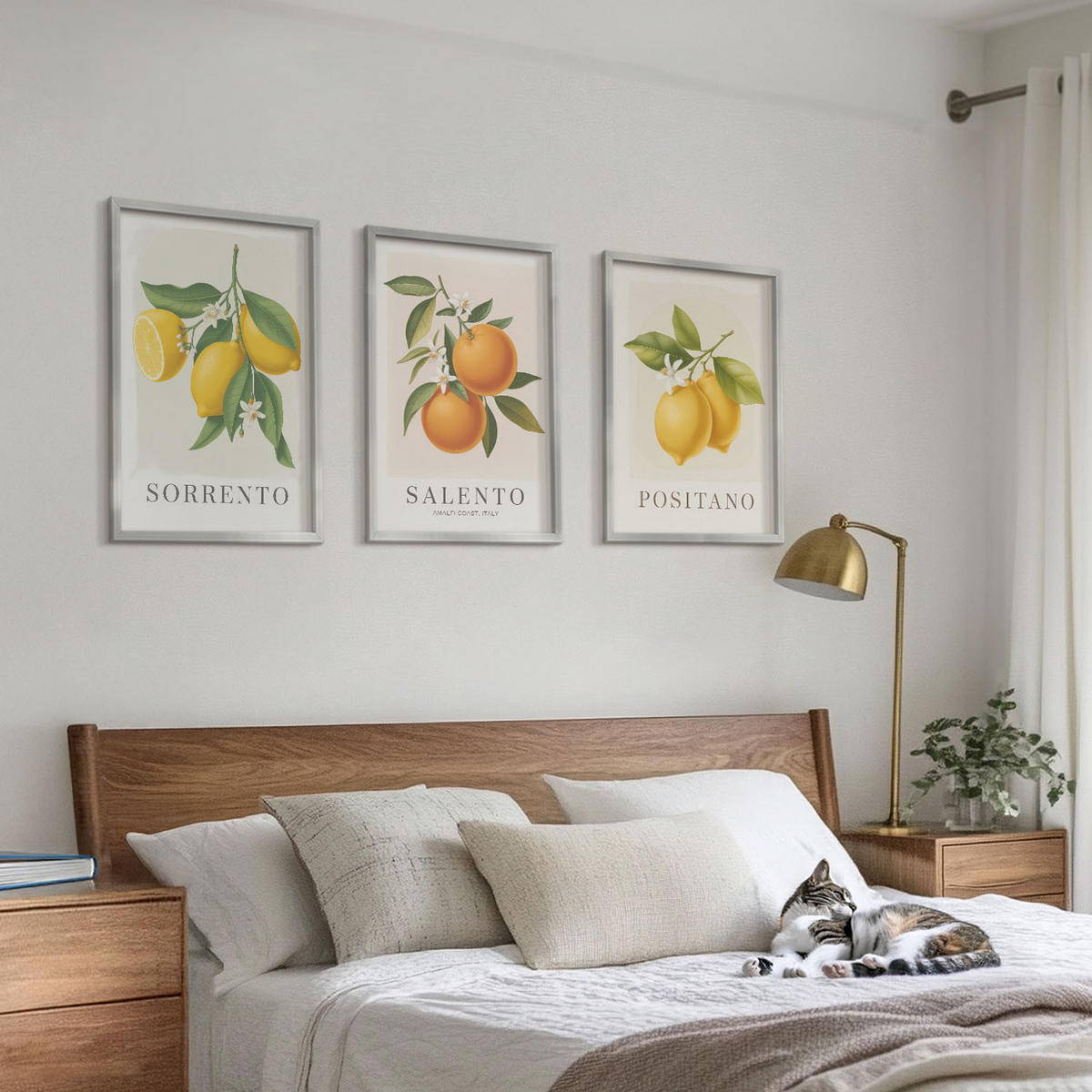 WANDBILDER 3er Set - 40x60 cm Silberner Rahmen - Amalfi-Zitronen und -Orangen - Silberfarben, Kunststoff (40/60cm) - ArtPrintCave