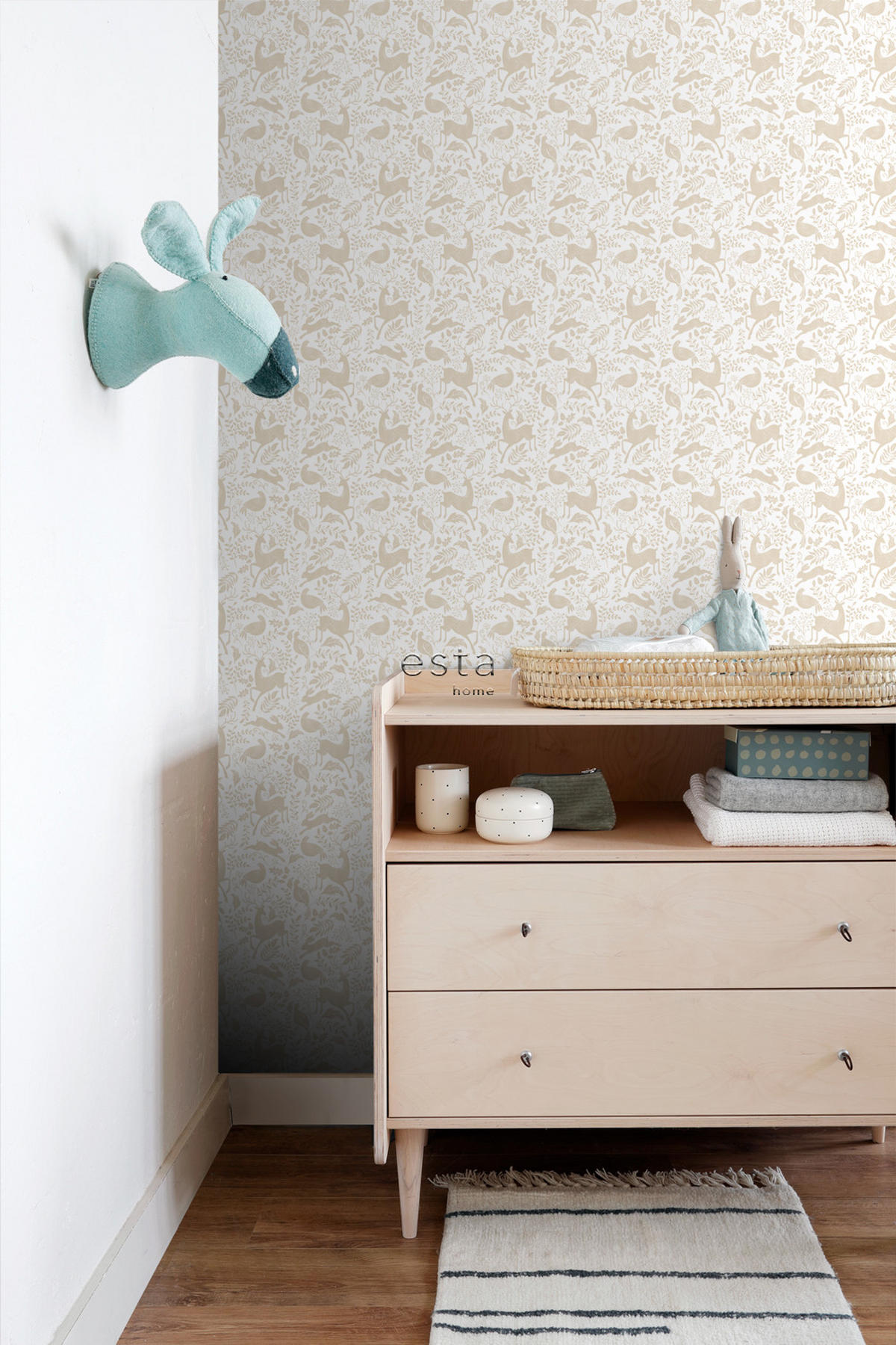 TAPETE Wald mit Waldtieren 50 x 900 cm - Beige, Papier (50/0.1cm) - ESTAhome