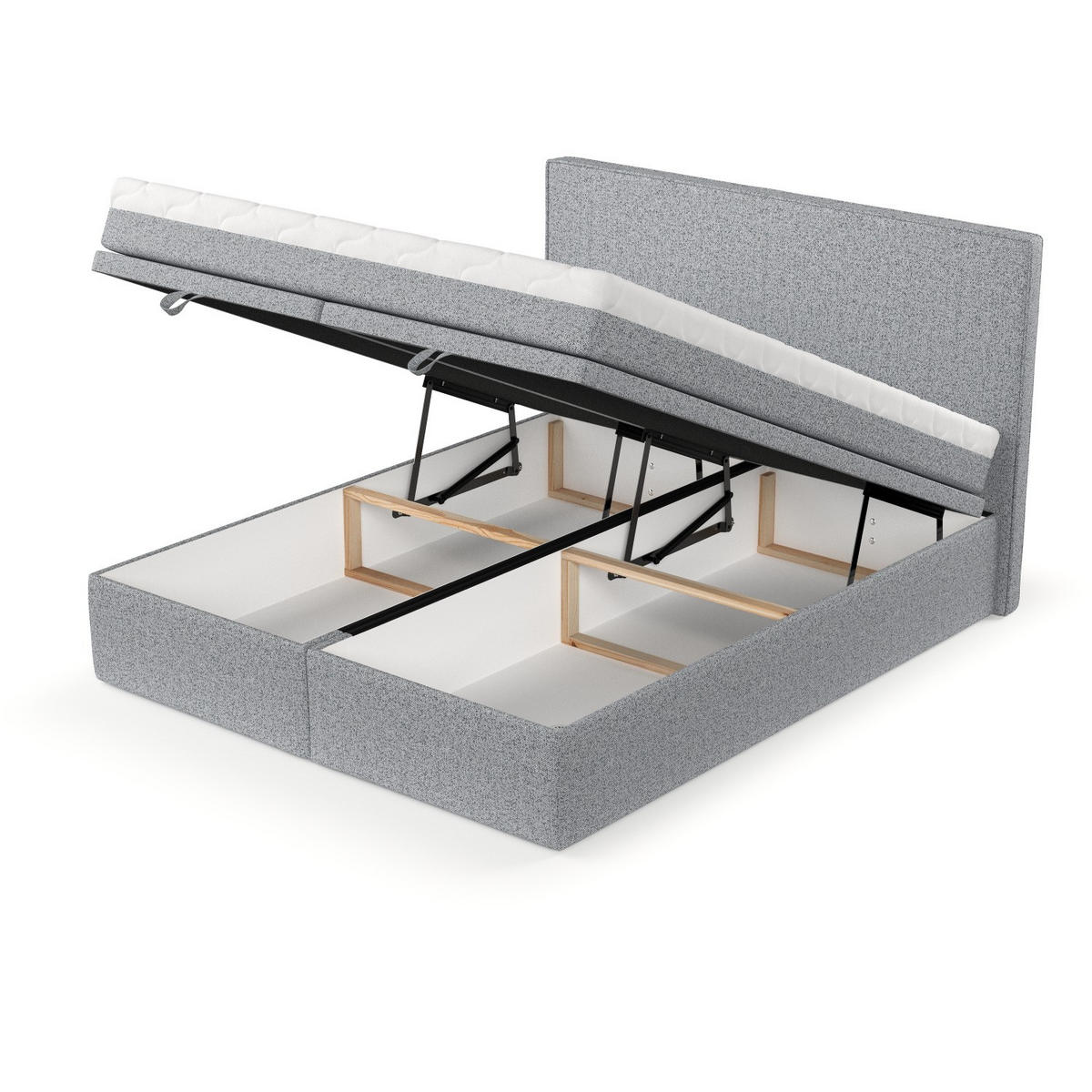 BOXBETT Zalla 140/200 cm Grau im Riva Stoff - Schwarz/Grau, Holz/Holzwerkstoff (140/200cm) - AltaBeds