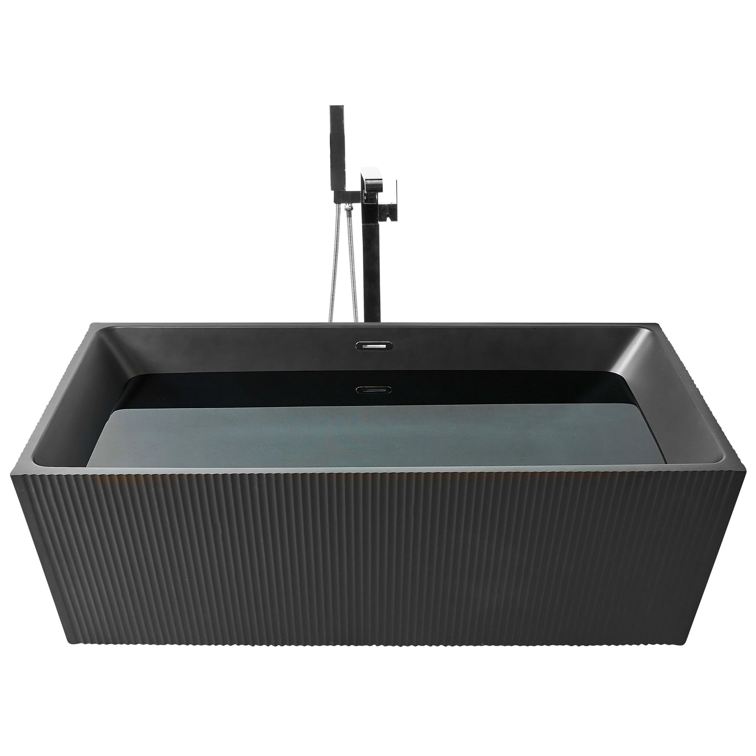 FREISTEHENDE BADEWANNE 80x170x60 cm schwarz Gocta - Schwarz, Kunststoff (80/60/170cm) - Beliani