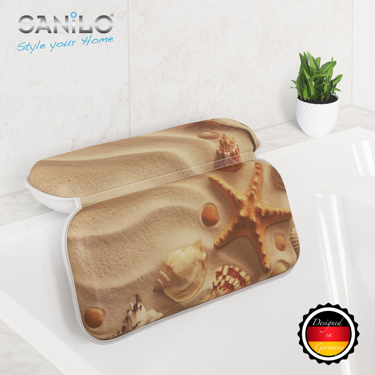 BADEWANNENKISSEN Sanibel - Beige, Kunststoff (39/5.5cm) - Sanilo