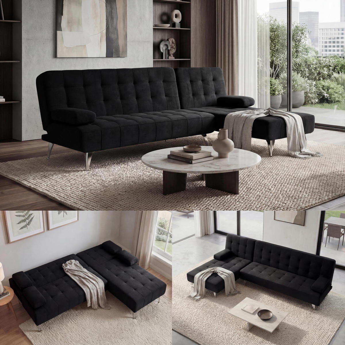 SCHLAFSOFA Schwarz - Schwarz, Textil (236/95cm) - MCW
