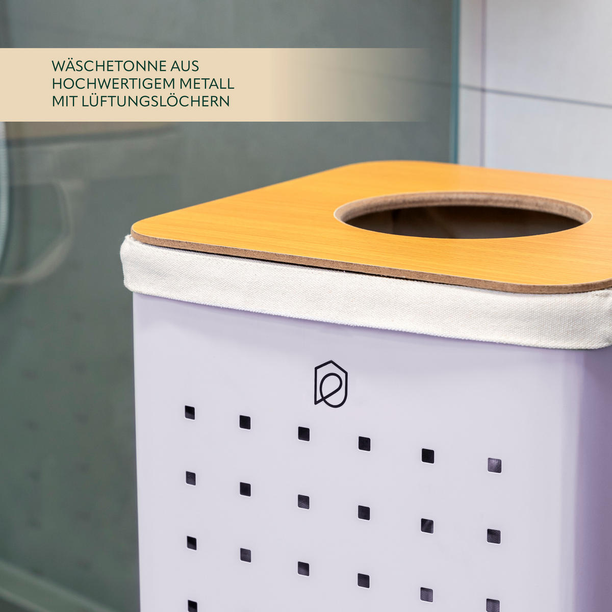 WÄSCHETONNE 50 Liter, lila - Lila, Metall (32/58/32cm) - eluno