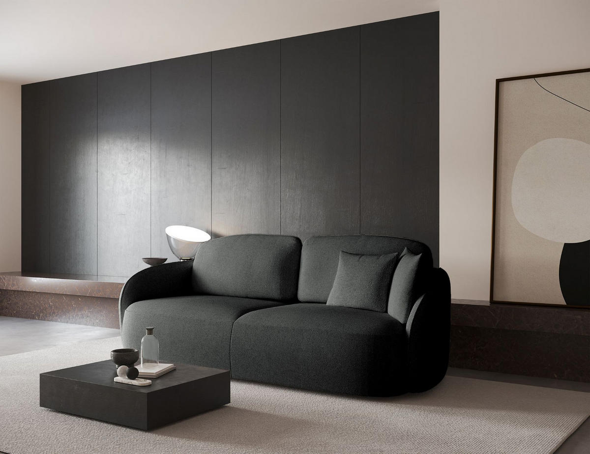3-SITZER-SOFA Savoy Dunkelgrau mit Schlaffunktion - Dunkelgrau/Schwarz, Kunststoff/Textil (254/96/105cm) - Selsey