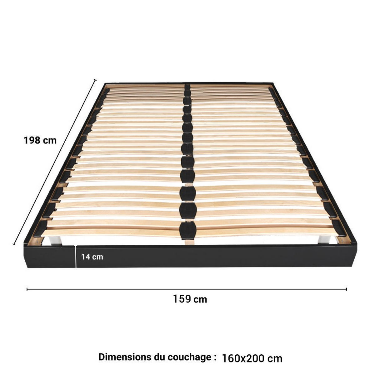 BETTRAHMEN SOMKIT mit Einlegerahmen/ 160x200, Schwarz - Schwarz, Holzwerkstoff (160/200cm) - Weber Industries