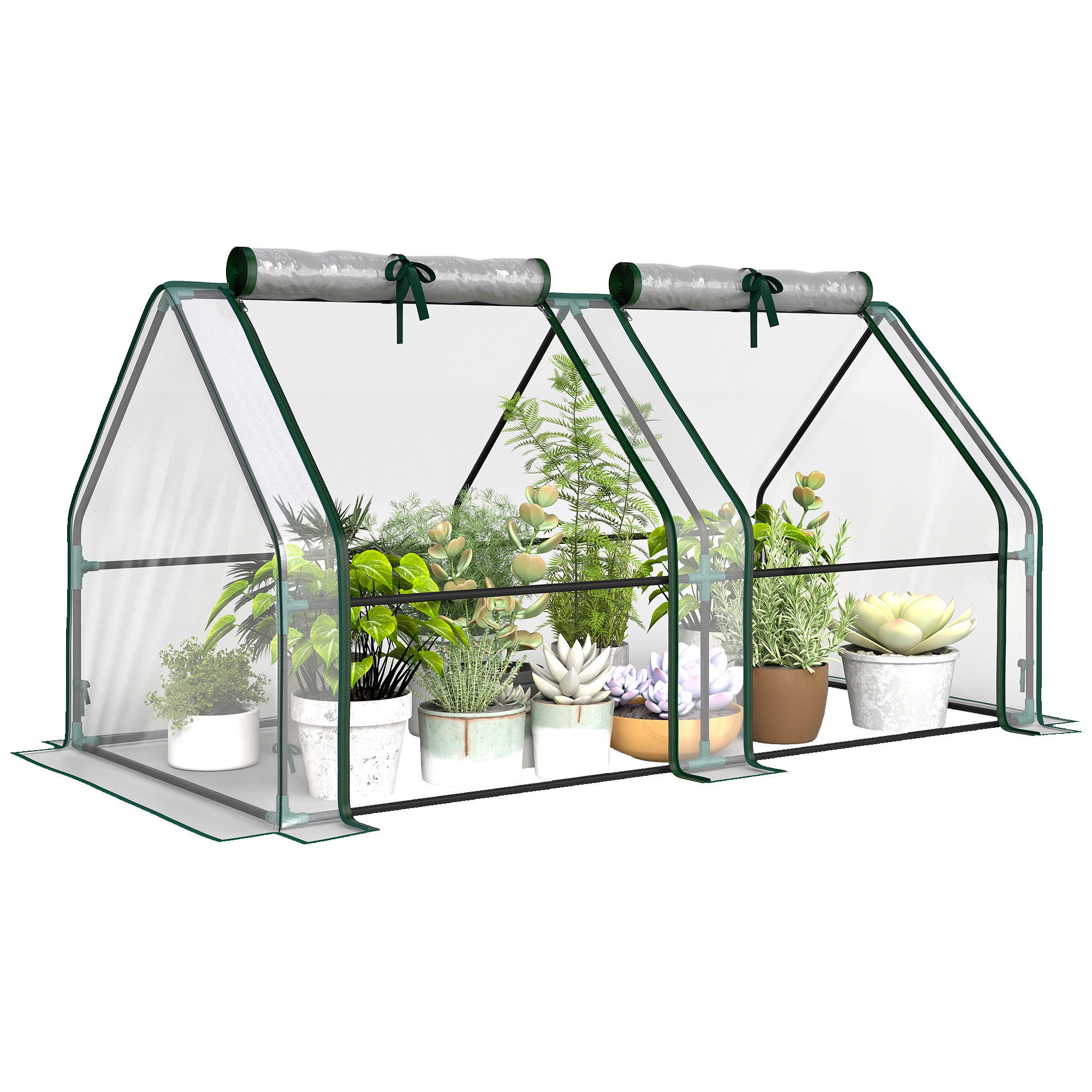 GEWÄCHSHAUS DE-05789 Mit Reißverschlussfenstern, winterfest Transparent - Transparent, Kunststoff/Metall (90/90/180cm) - ComfortXL