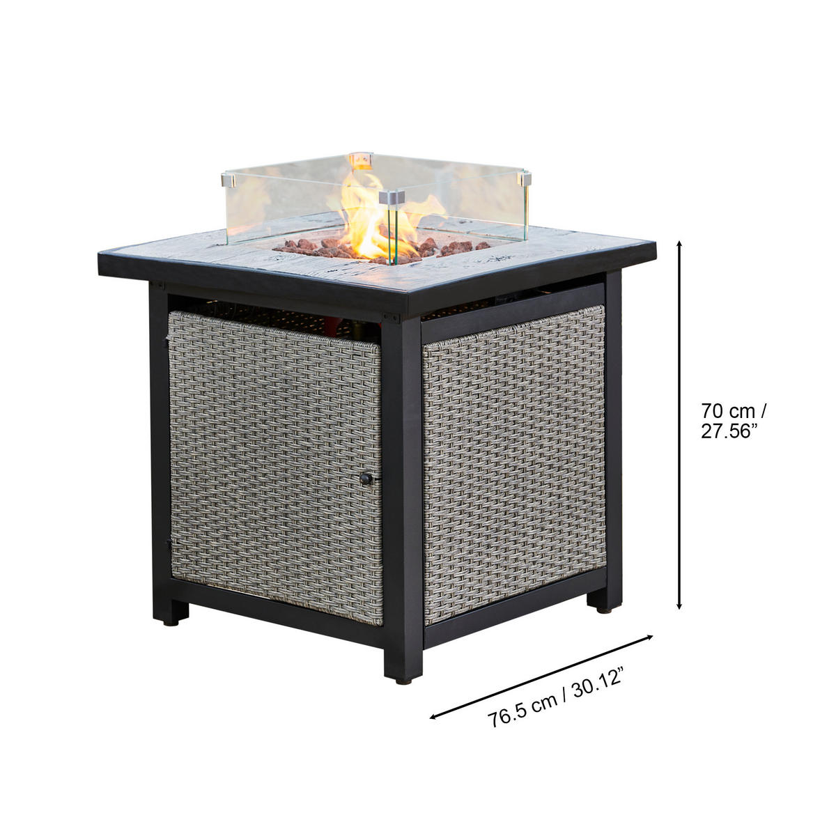 FEUERSTELLE Grau - Grau, Metall (76.5/70/70cm) - Teamson Home