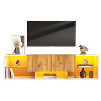 TV ormarić 160/40/42 cm antikno bijeli i prirodna boja hrasta od iverice s LED rasvjetom - svijetlo smeđa, drvni materijal (160/42/40cm) - OKWISH