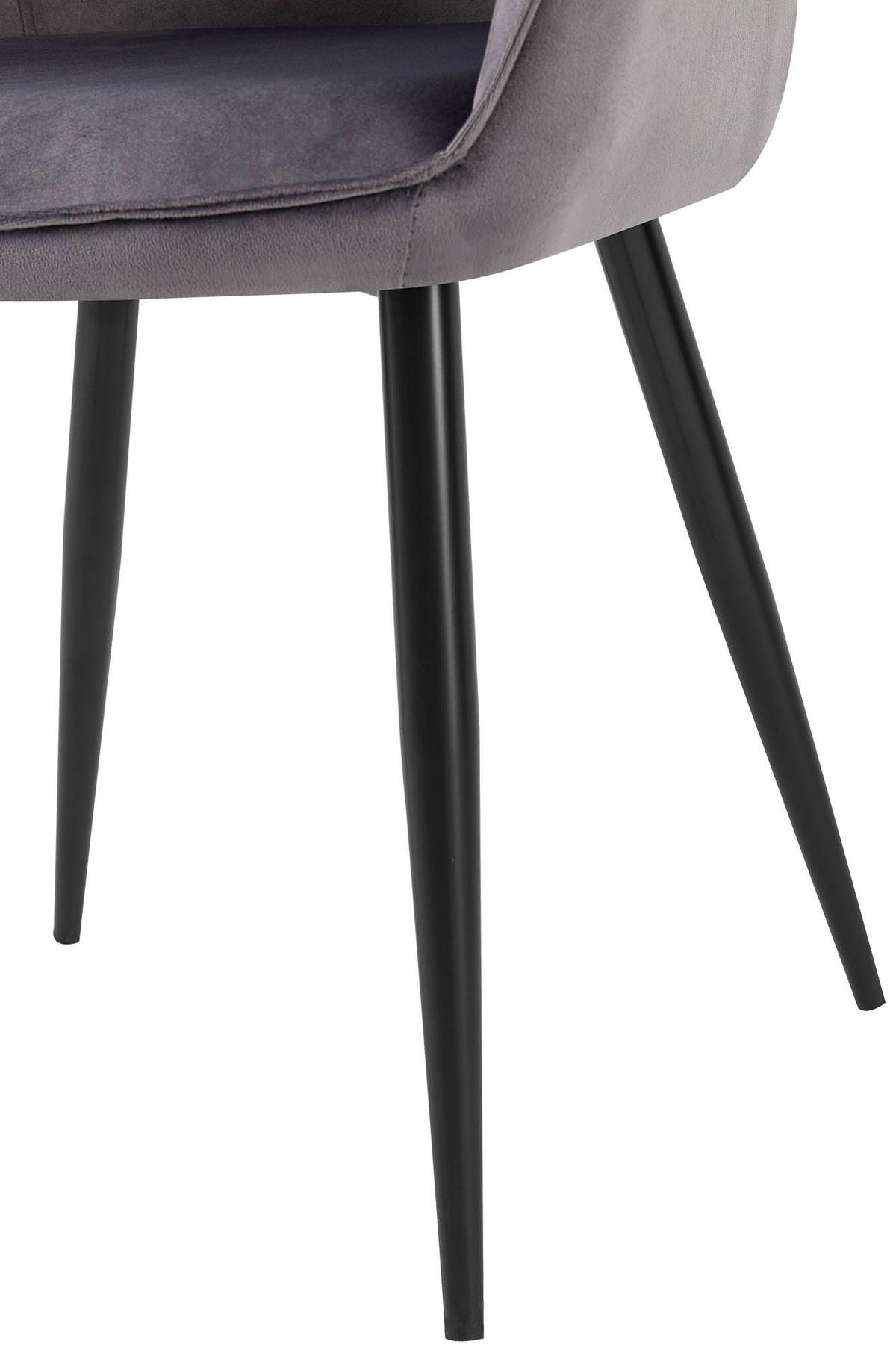 ARMLEHNENSTUHL 2er Set Samt dunkelgrau - Dunkelgrau/Schwarz, Textil/Metall (60/84/60cm) - CLP