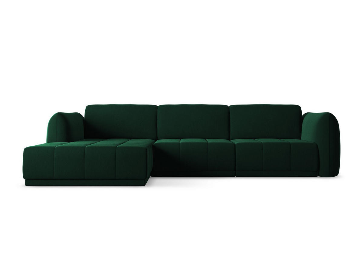 ECKSOFA Links Samt Stoff Grün - Dunkelgrün/Schwarz, Kunststoff/Textil (170/290cm) - Makamii