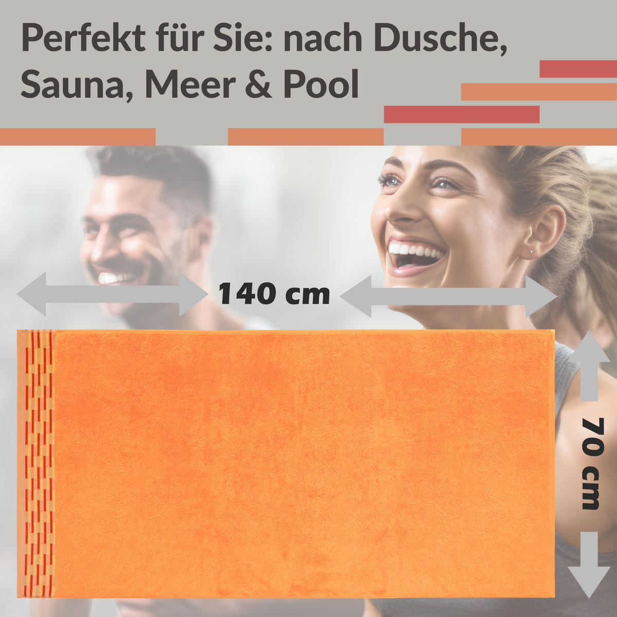 DUSCHTUCH Lugano Orange 2er 70x140 cm - Orange, Textil (70/140cm) - Lashuma