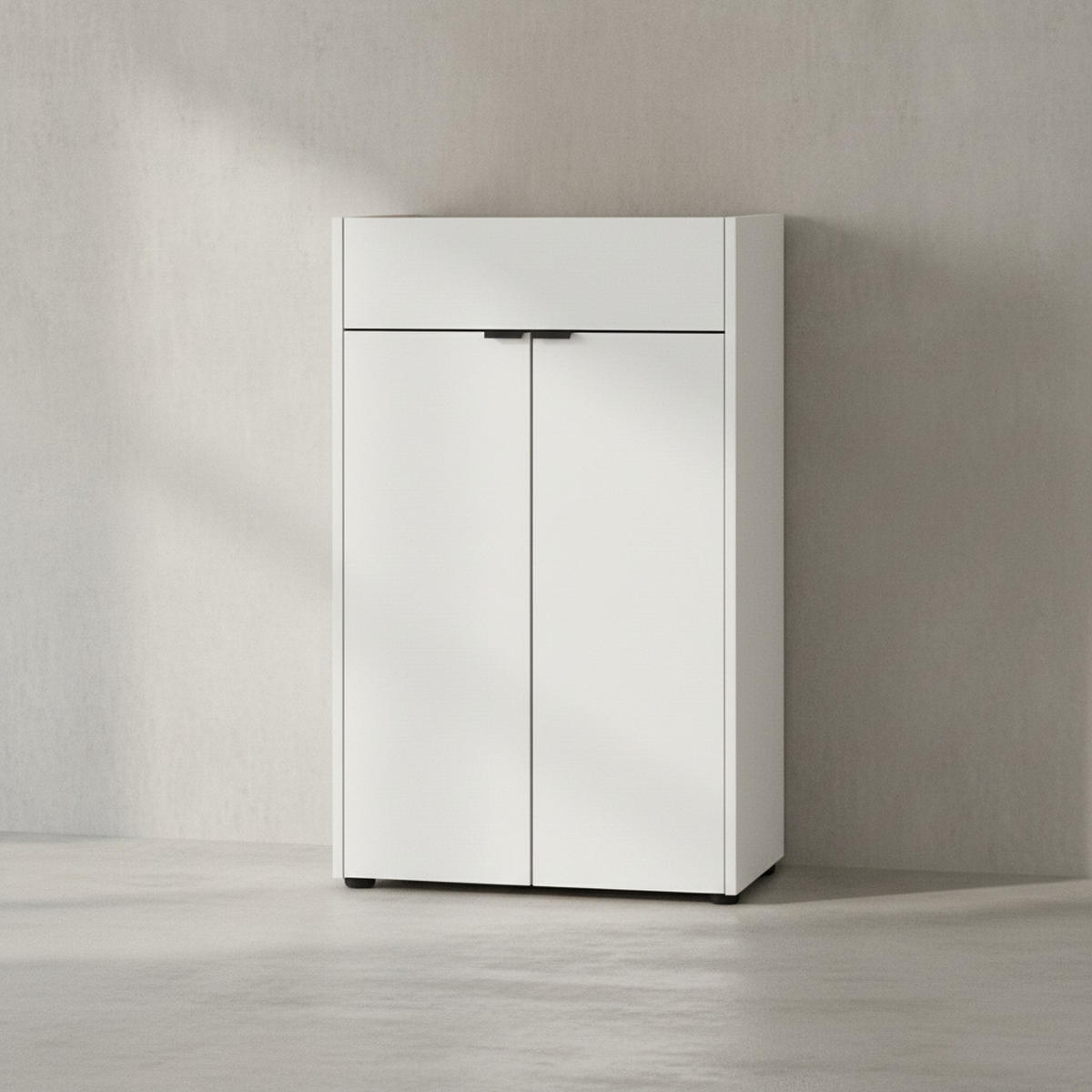 KOMMODE Kratzfest Eiche Schublade Bad AVIS, Weiß-Beige 60x34x98 cm - Weiß, Holz/Metall (60/98/34cm) - KADIMA DESIGN