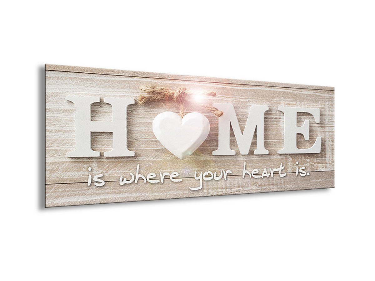 GLASBILD 80x30 cm HOME Schriftzug Landhaus - Beige, Glas (80/30cm) - artissimo