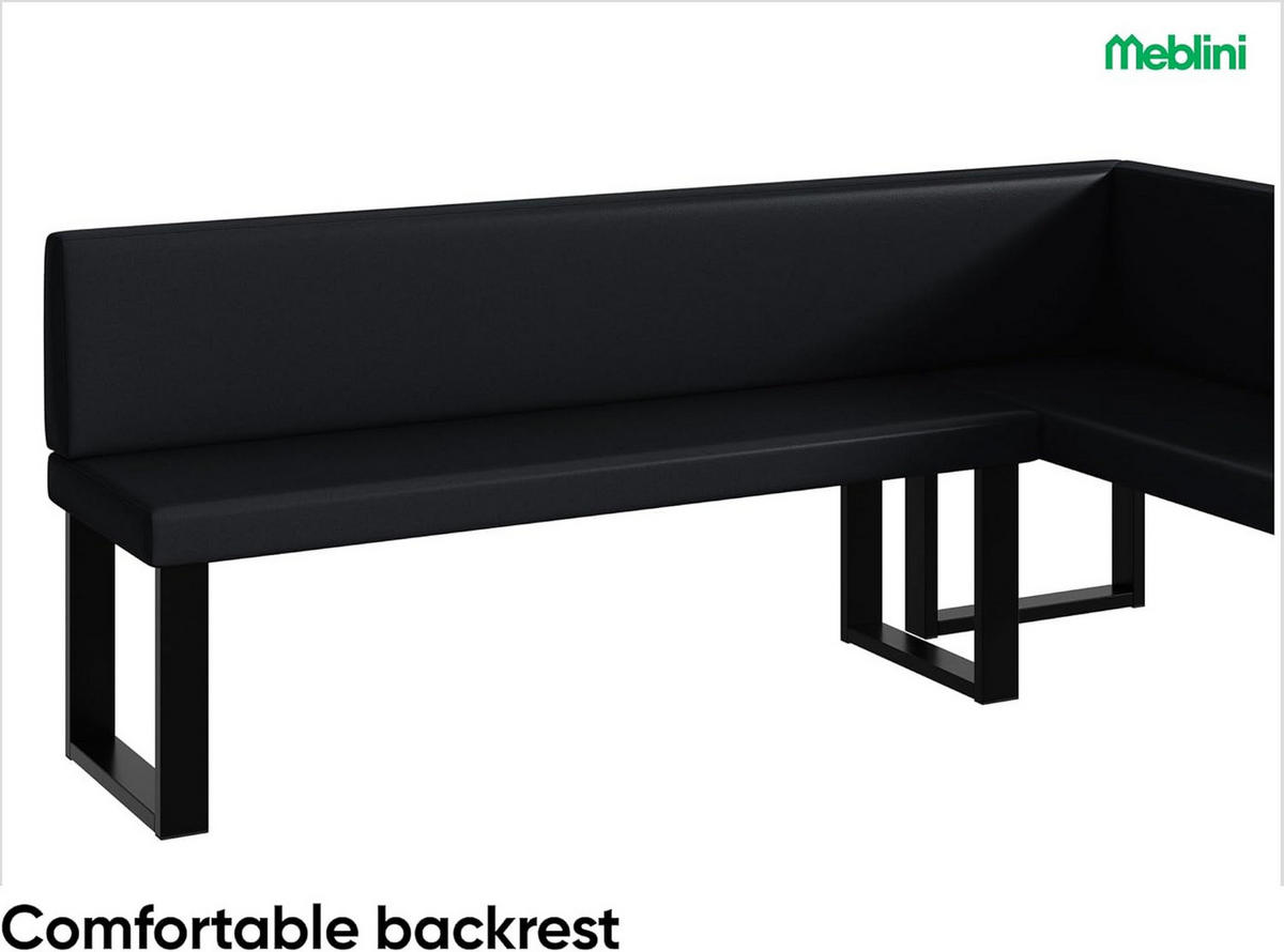 ECKBANK TONI_U - Schwarz, Leder (142/196cm) - Meblini