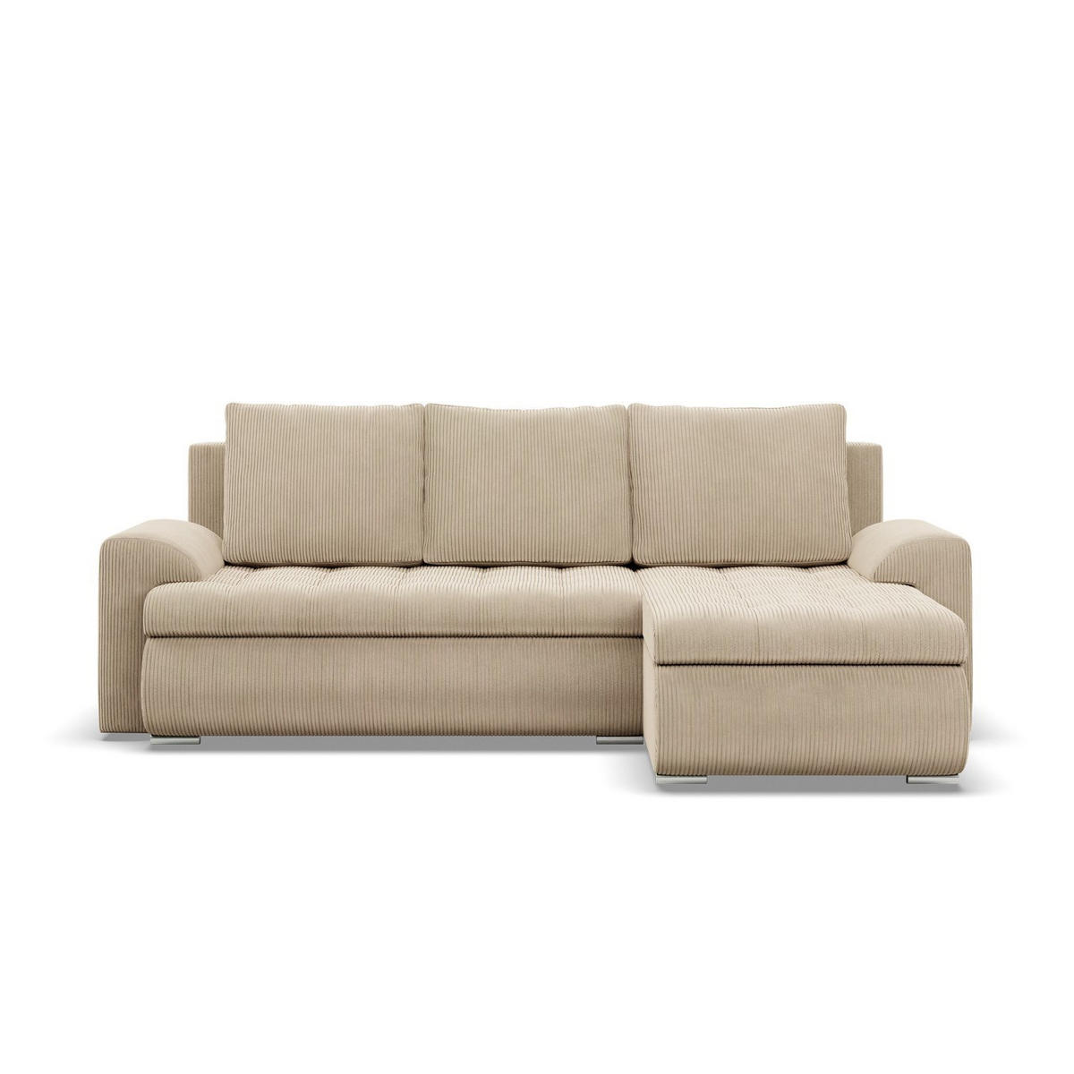ECKSOFA RECHTS MIT SCHLAFFUNKTION FORESTA, Cord - Beige - Beige, Textil (230/159cm) - Mebligo
