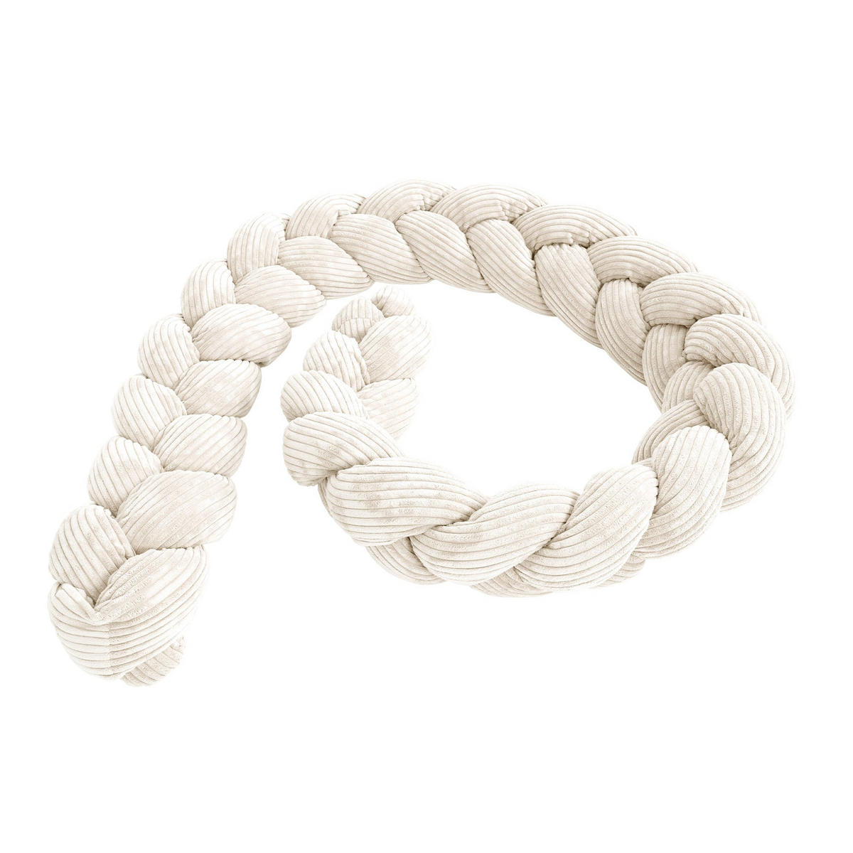 BETTUMRANDUNGSSCHUTZ geflochtene Bettschlange aus Cord, 150 cm, Vanille - Beige, Textil - MeowBaby