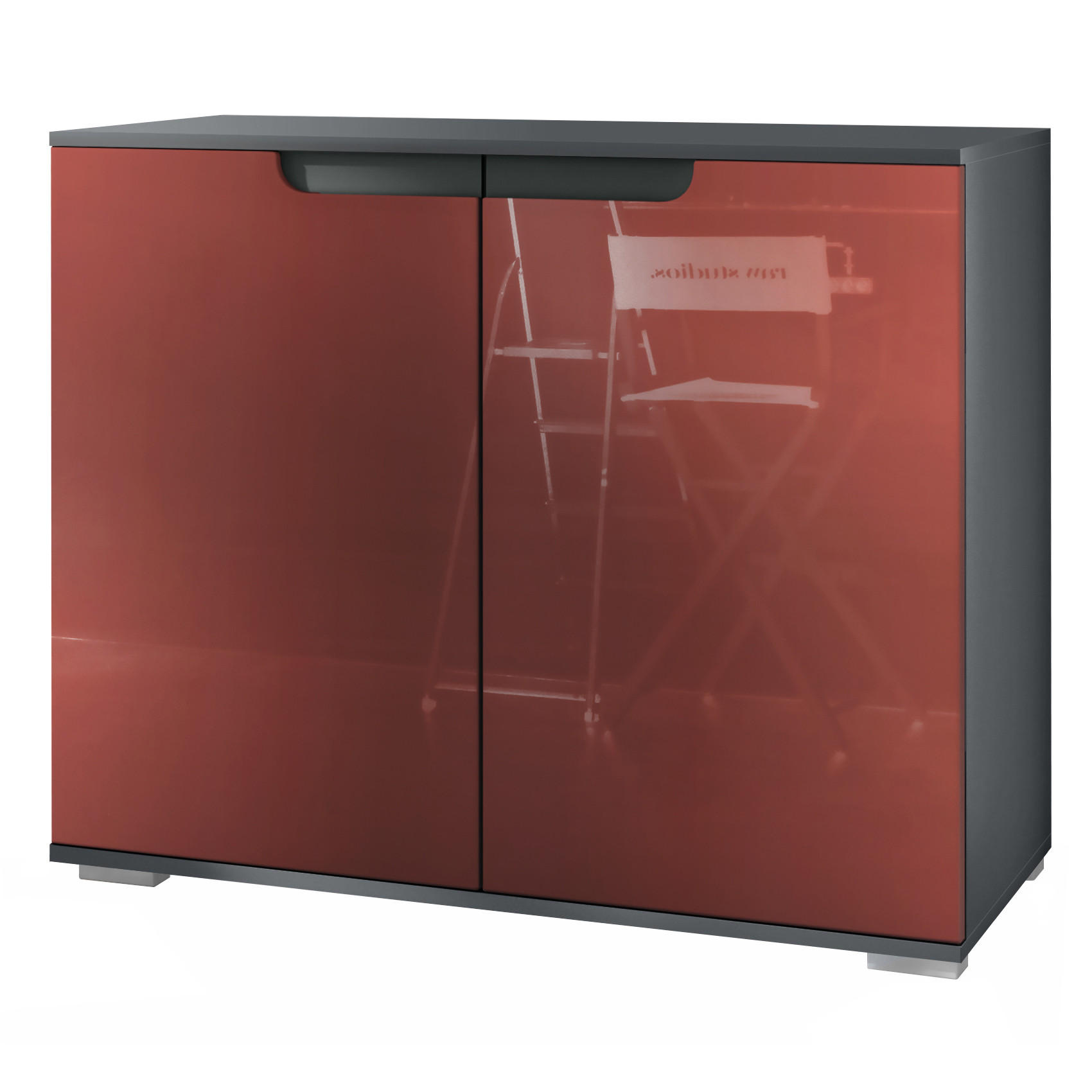 KOMMODE Sylt Bordeaux Hochglanz - Bordeaux, Holzwerkstoff (92.5/75.5/35cm) - Vladon
