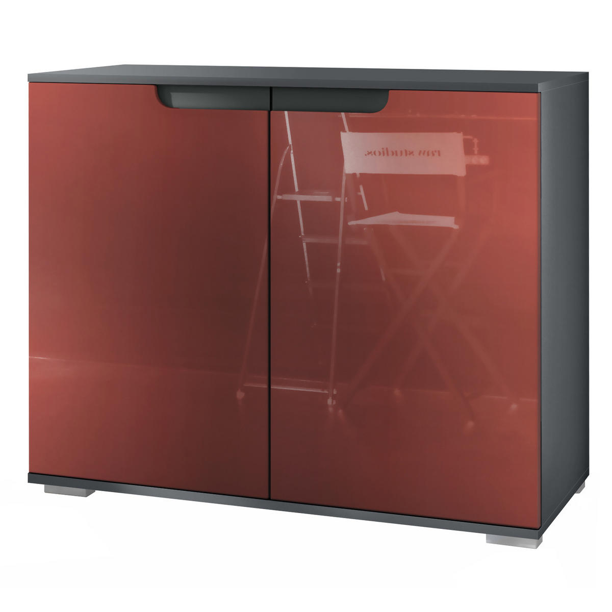 KOMMODE Sylt Bordeaux Hochglanz - Bordeaux, Holzwerkstoff (92.5/75.5/35cm) - Vladon