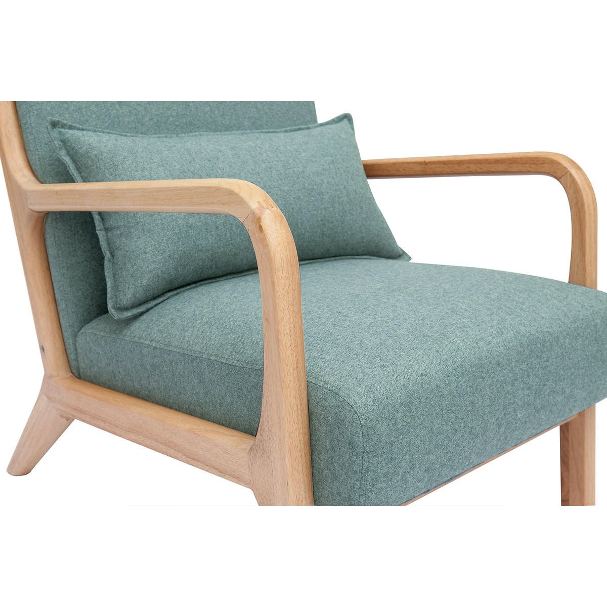 SESSEL Stoff Samteffekt GraugrÙn Helles Massivholz DERRY - Blaugrau, Textil (84/75.5/66cm) - Miliboo