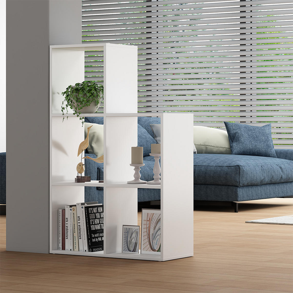 TREPPENREGAL Aramis Weiß 73 x 108 cm 5 Fächer - Weiß, Holzwerkstoff (73/108/29cm) - Vicco