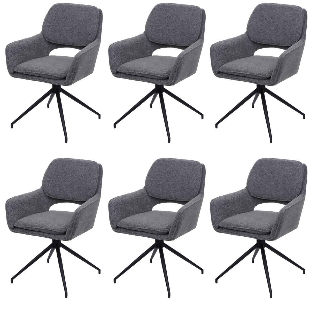 ESSZIMMERSTUHL Grau 6er-Set - Grau, Textil (57/86/61cm) - MCW