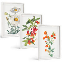 BILDER SET 3er Set - 40x60 cm Weißer Rahmen - Retro-Blumenarrangements - Weiß, Kunststoff (40/60cm) - TULUP