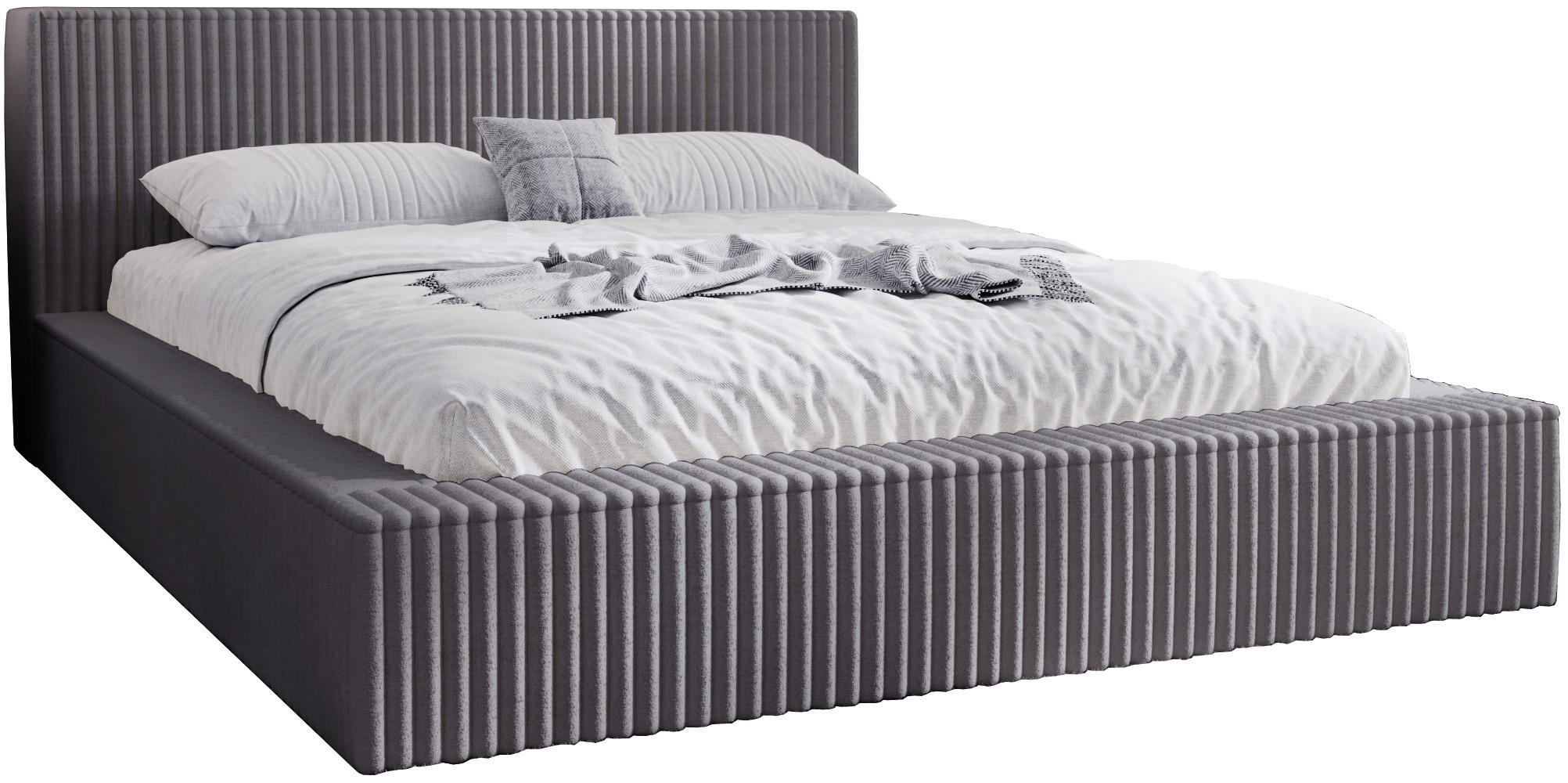 POLSTERBETT mit Bettkasten 160x200 Buffy, Cordstoff, Dunkelgrau - Dunkelgrau, Holz/Textil (160/200cm) - Emporius