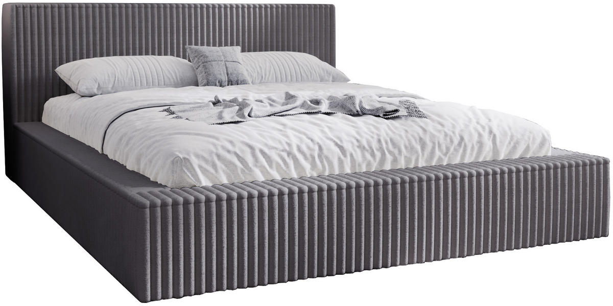 POLSTERBETT mit Bettkasten 160x200 Buffy, Cordstoff, Dunkelgrau - Dunkelgrau, Holz/Textil (160/200cm) - Emporius