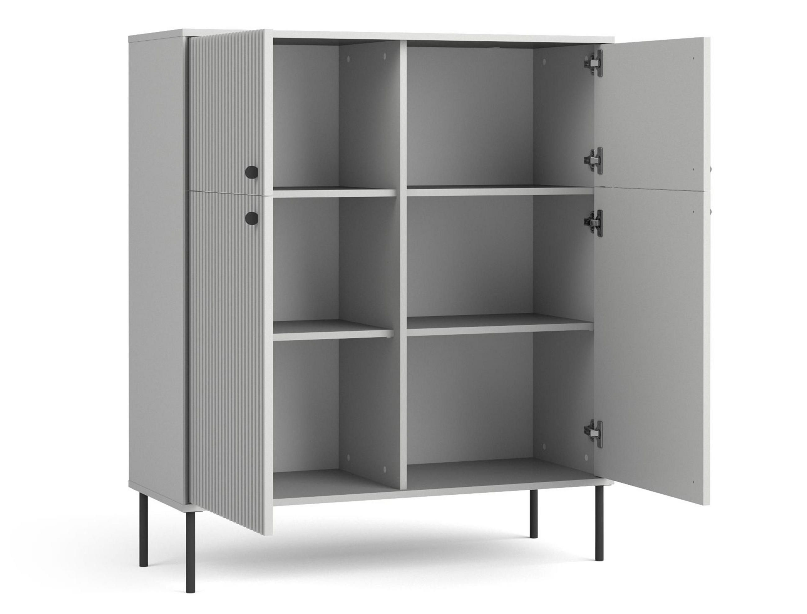 SIDEBOARD Irelis 4T Grau 105,4/122,4/41 cm – mit geriffelten Fronten, mit schwarzen Beinen - Schwarz/Grau, Holzwerkstoff/Metall (105.4/122.4/41cm) - AX Living
