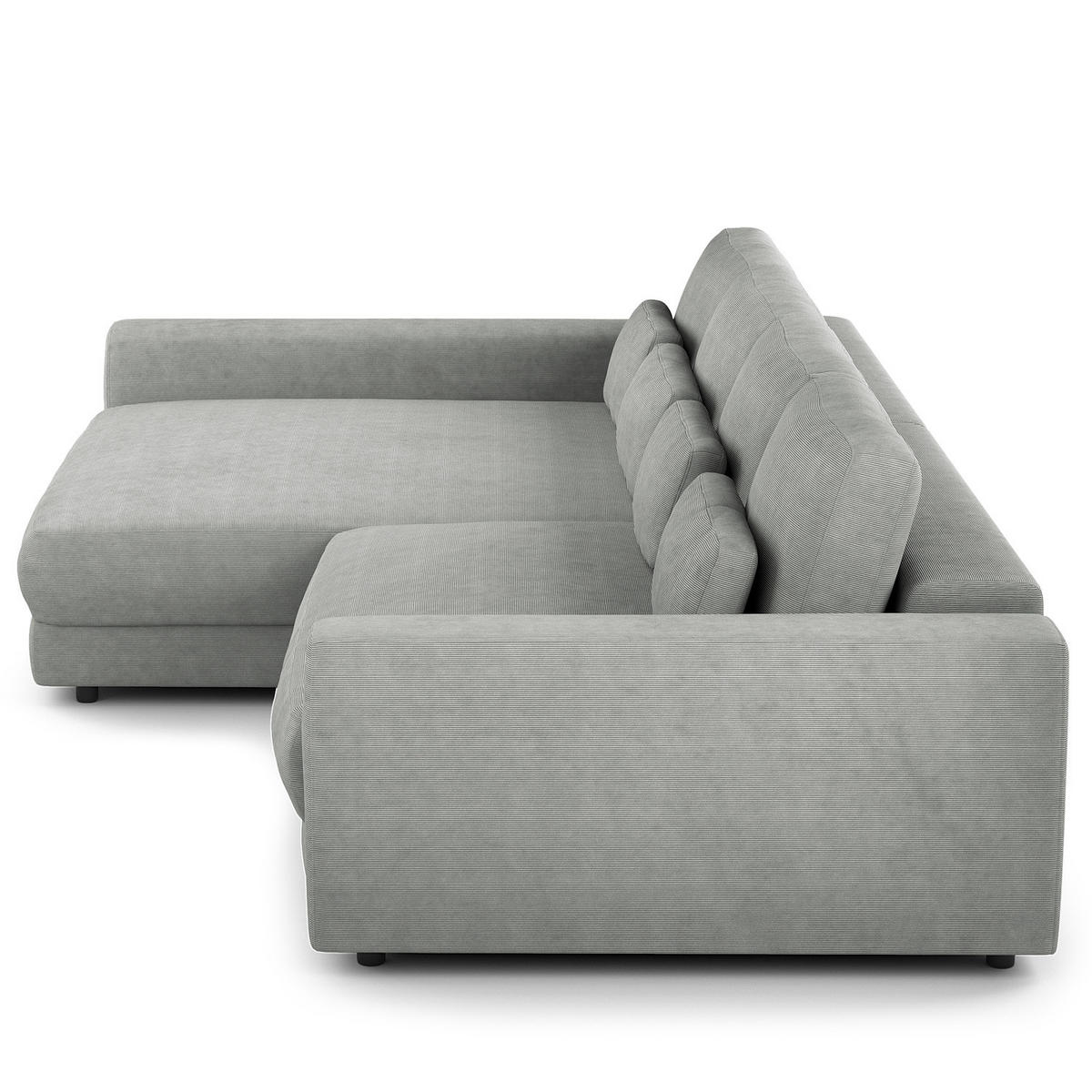 ECKSOFA mit XXL-Longchair - Schwarz/Grau, Kunststoff/Textil (323/182cm) - home24
