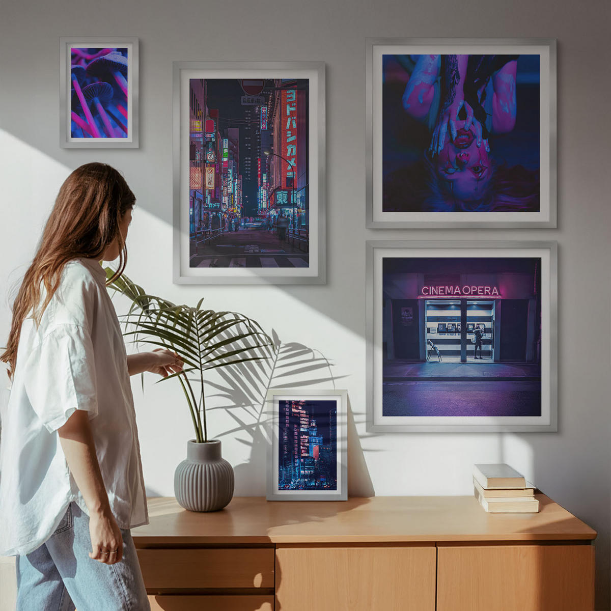 WANDBILDER 5er Set - 50x50 cm & 20x30 cm & 40x60 cm Silberner Rahmen - Kosmische Sternenlandschaften - Silberfarben, Kunststoff (40/60cm) - ArtPrintCave