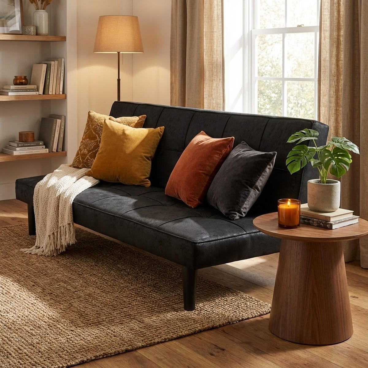 2-SITZER Sofabett Giada - Schwarz - Schwarz, Textil (179/76/91cm) - Pasmara