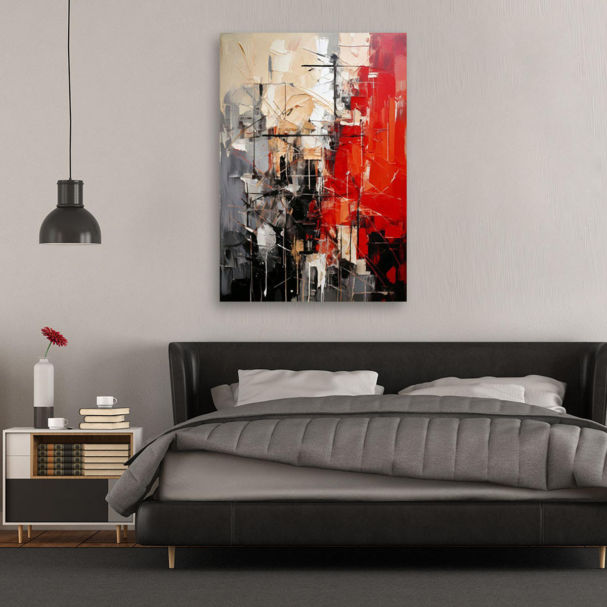 LEINWANDBILD Abstraktion 80x120cm - Rot, Textil (80/120cm) - Feeby