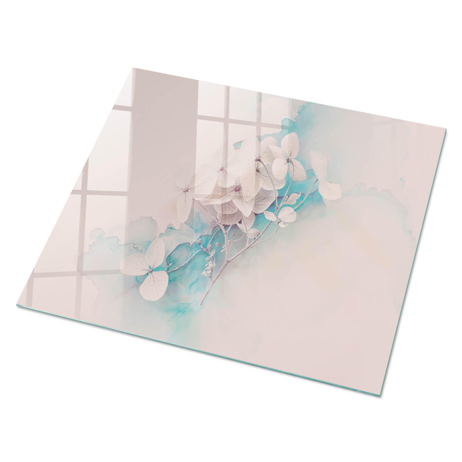 GLASPLATTE 80x60 cm – Pastellblumen - Blau, Glas (0.4/80/60cm) - ArtPrintCave