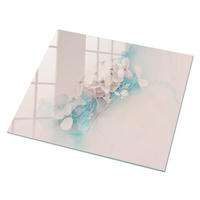 GLASPLATTE 80x60 cm – Pastellblumen - Blau, Glas (0.4/80/60cm) - ArtPrintCave