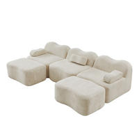 WOHNLANDSCHAFT DE-34348 3-Sitzer mit 2 Ottomans Beige - Beige, Textil (167/70/288cm) - ComfortXL