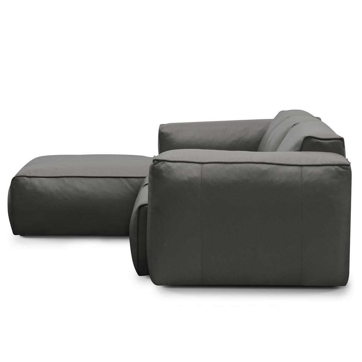 3-SITZER ECKSOFA mit Longchair - Schwarz/Grau, Leder/Kunststoff (251/173cm) - home24