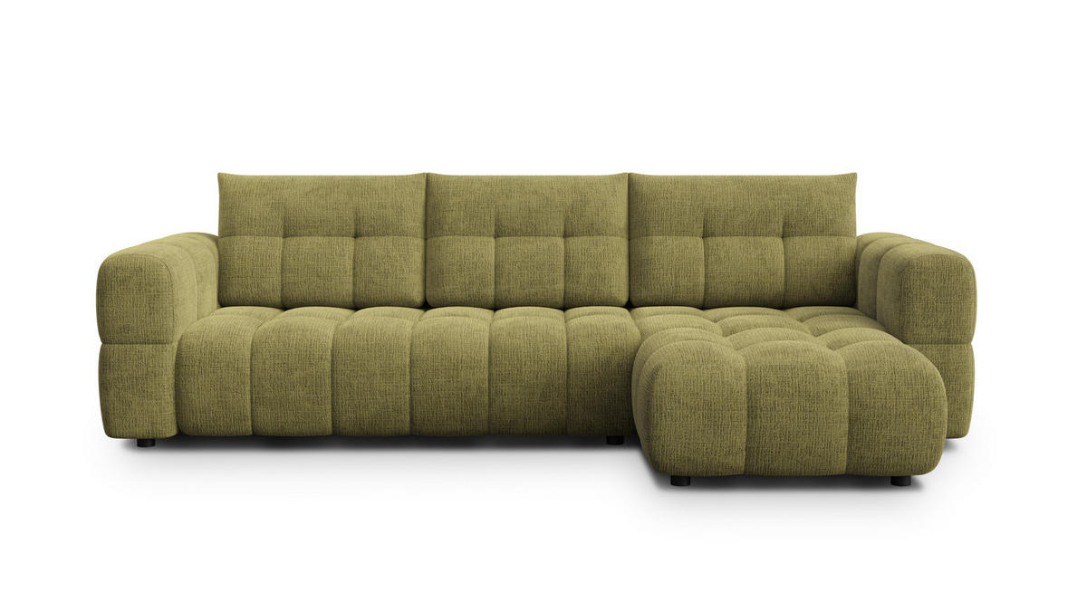 ECKSOFA CLOUDI 4-Sitzer rechts, olivgrün - Schwarz/Olivgrün, Holz/Textil (294/160cm) - Courtois Laville