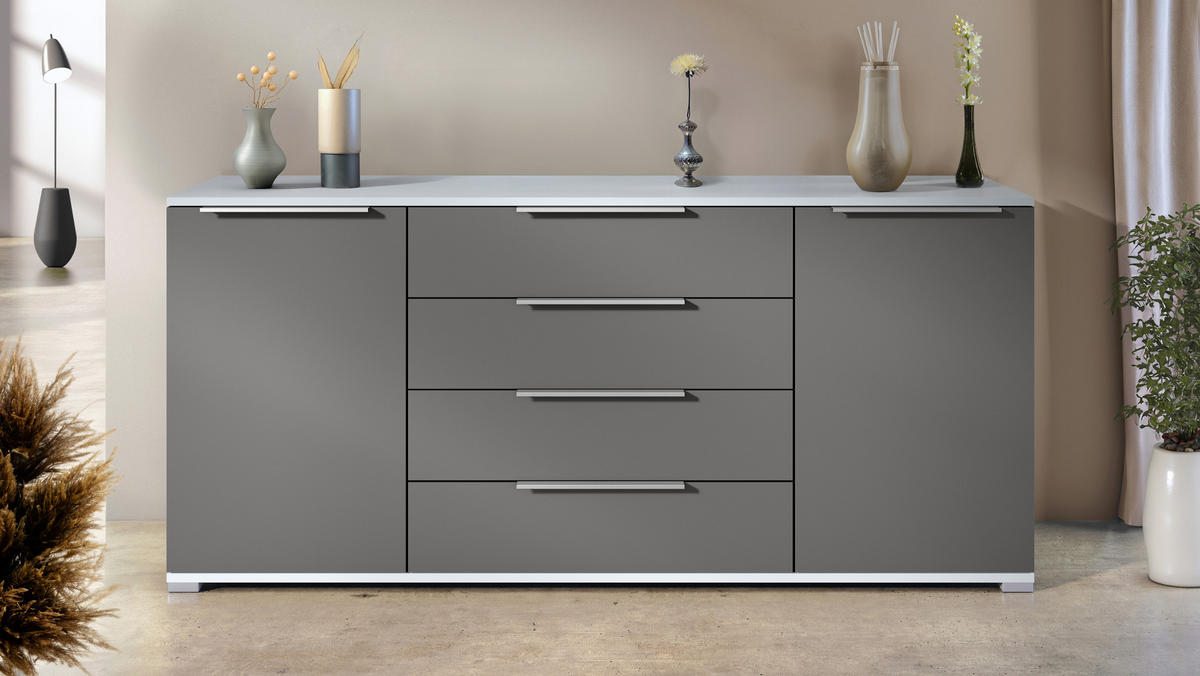 SIDEBOARD Linio Anthrazit matt - Anthrazit, Holzwerkstoff (166.5/75.5/35cm) - Vladon