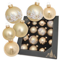 CHRISTBAUMKUGELN Winterwald Goldfarbig 8cm (Glas / 16 Stk.) - Goldfarben, Glas (6/8/5cm) - Krebs Glas Lauscha