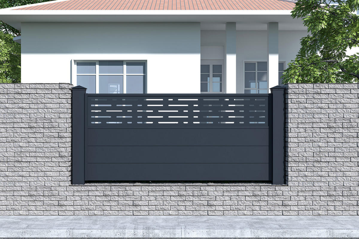 VORGARTENZAUN Arlberg grau 1,9m H.90cm aluminium - Grau, Metall (189/89cm) - Casanoov