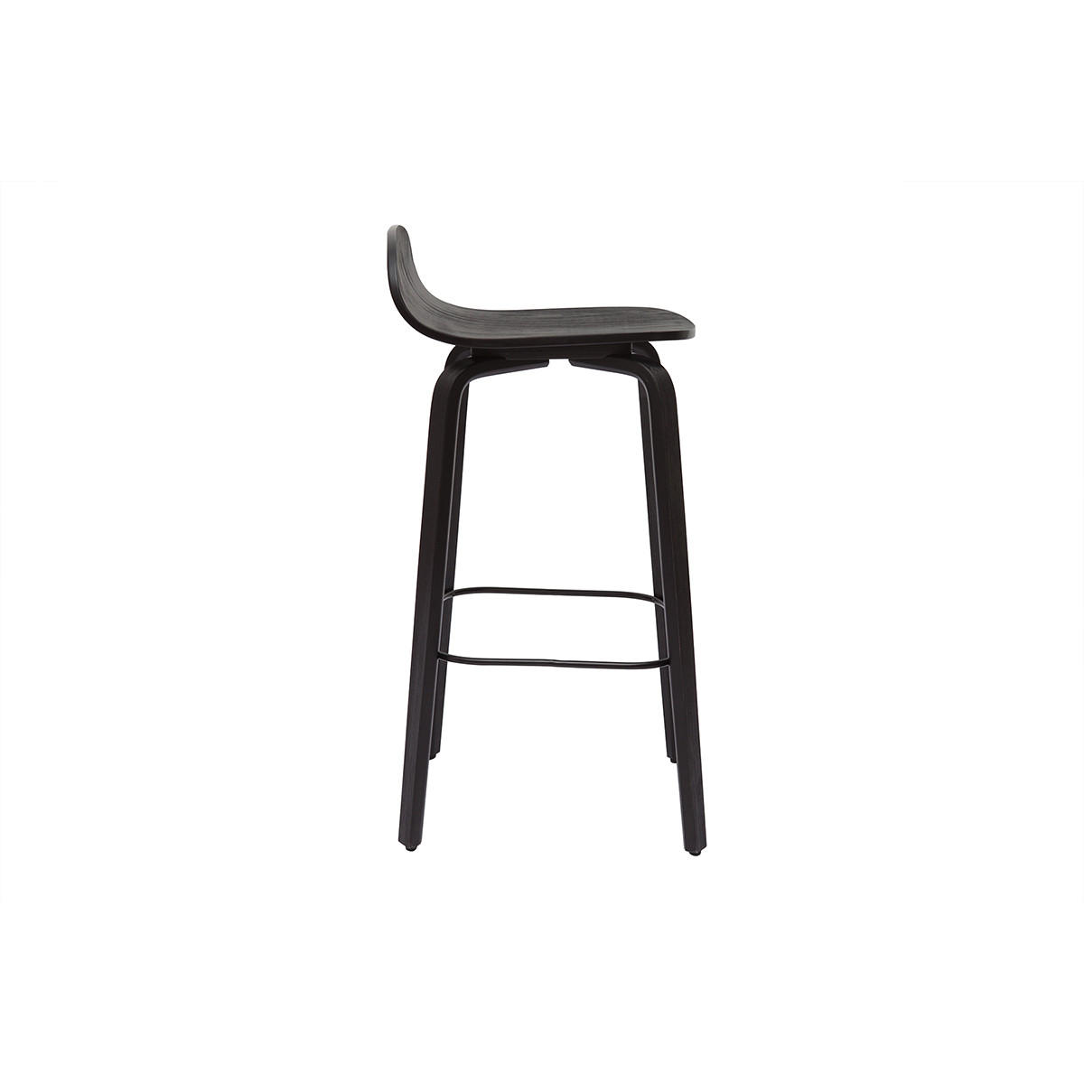 BARHOCKER Schwarzes Holz H68 cm 2er-Set OBRA - Schwarz, Holz (44/80.5/40cm) - Miliboo