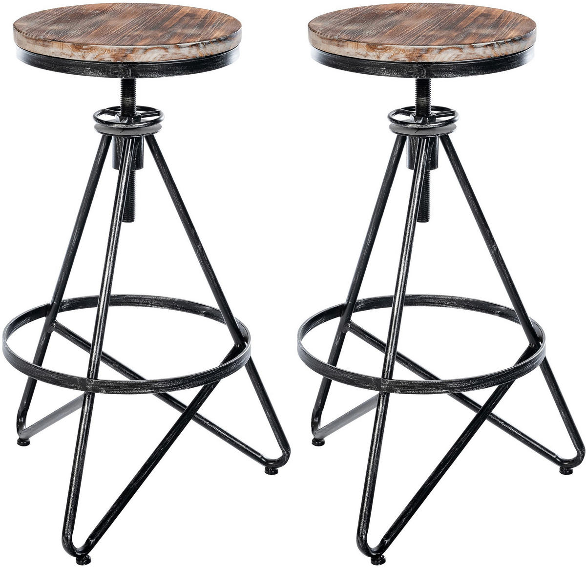 BARHOCKER 2er Set Metall Silber - Silberfarben, Metall (44/67/44cm) - CLP