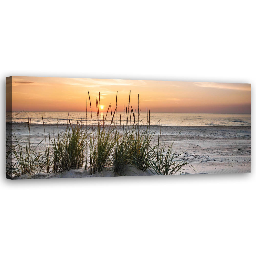 WANDBILD sonnenuntergang am strand - Orange, Textil (90/30cm) - Feeby