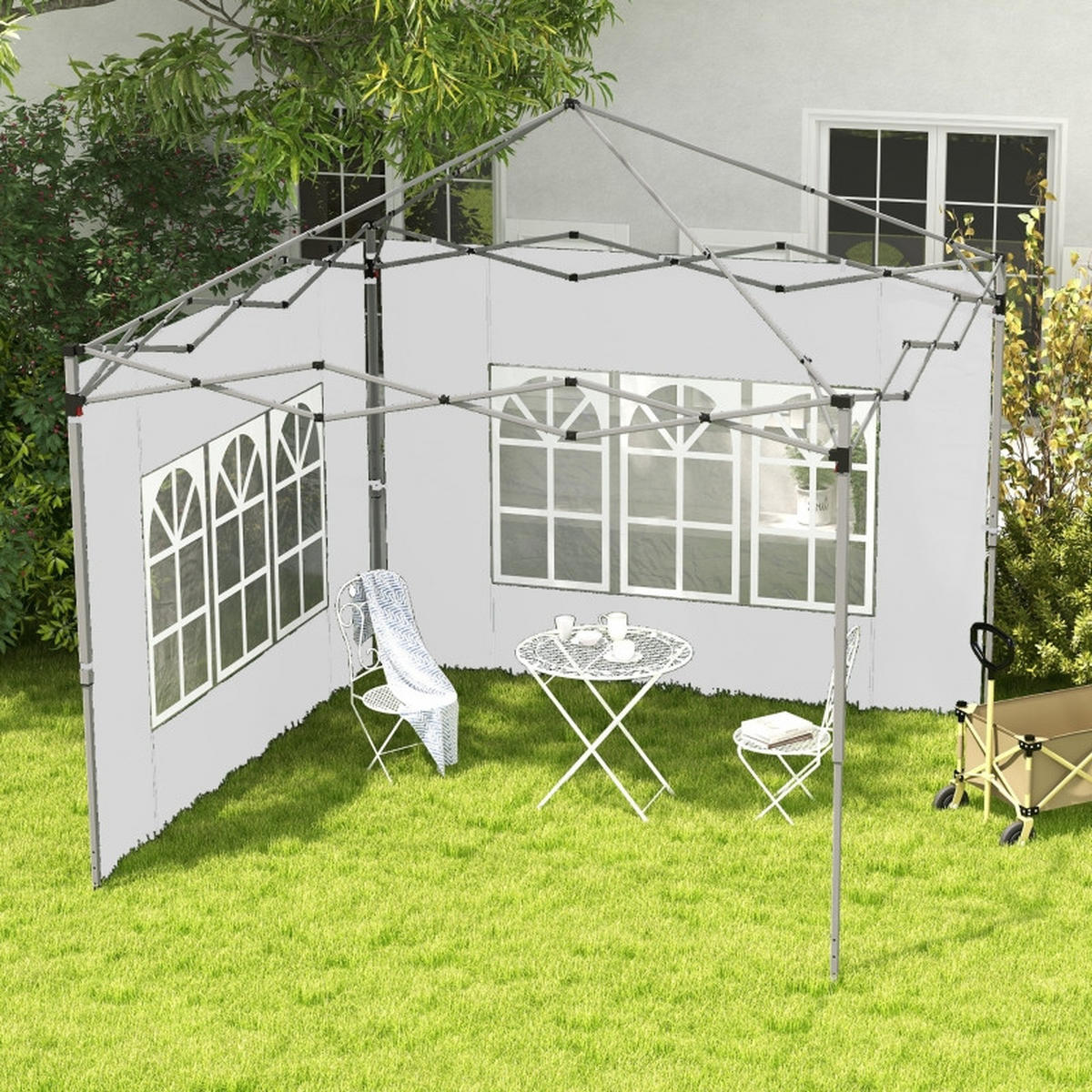 PAVILLON SEITENWÄNDE 2er Set 3x3 3x4 m weiß - Weiß, Kunststoff (1/195/295cm) - LEBENLANG