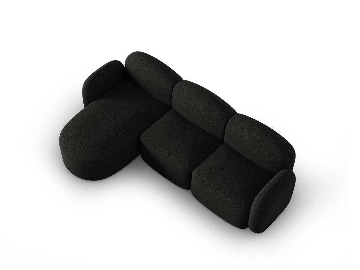 ECKSOFA links Blair aus Chenille-Stoff mischung schwarz 4 Sitzplätze - Schwarz, Textil (155/272cm) - Micadoni