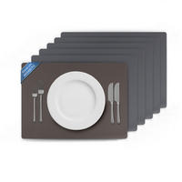 TISCHSET ( 6er Set ) abwischbares Lederimitat Platzdeckchen 46x33cm - Doppelseitiges Unifarben ( Grau / Dunkelgrau ) Kunstleder Platzset - Dunkelgrau, Kunststoff (33/46cm) - Bestlivings
