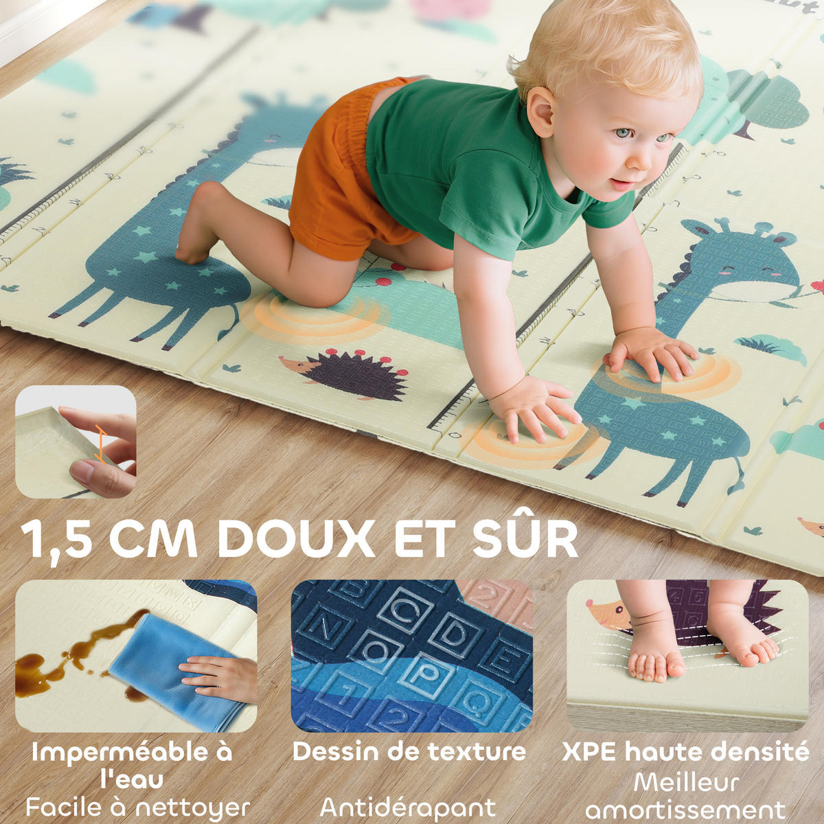SPIELMATTE DE-18927 196x176 cm, faltbar, doppelseitig Bunt - Multicolor, Kunststoff (176/196cm) - ComfortXL